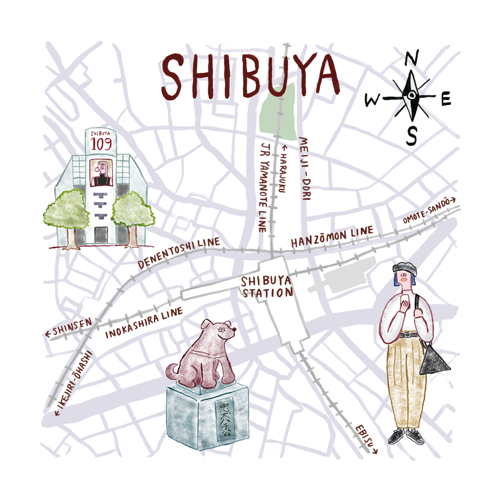 東京アウトドアショップ散策mapイラストマップ コグレチエコ Chieko Kogure